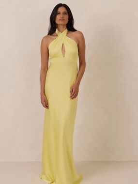 Park & Fifth Butter Yellow Halter Maxi Dress Size Medium